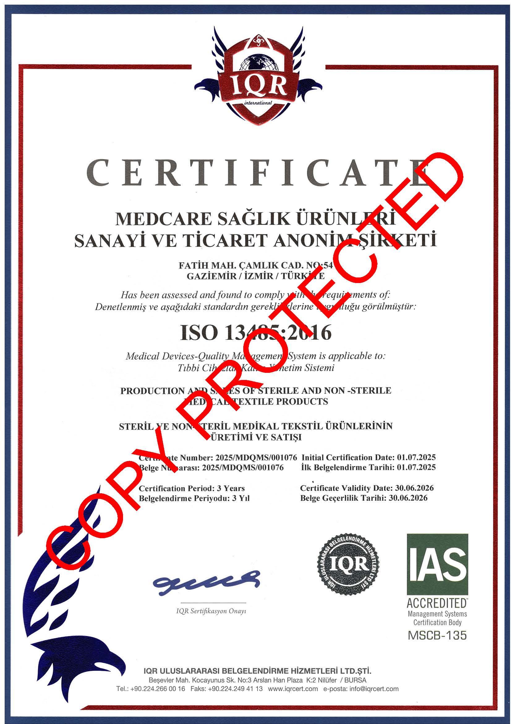 MEDCARE ISO 13485 Certificate 30.06.2026 (2. görsel)